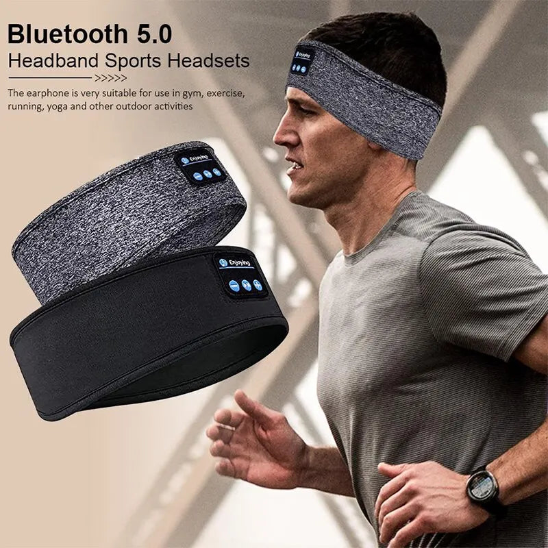 Fone De Ouvido Sem Fio Bluetooth Esportes Cabeça Elástica Fina Para Dormir