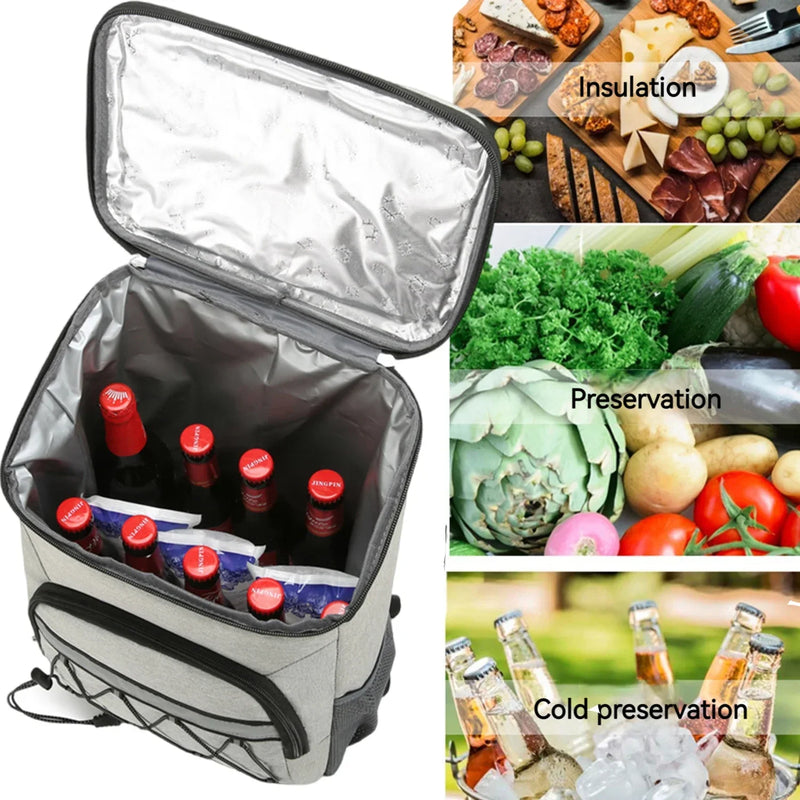 CoolerBag-Mochila de piquenique, mantém os alimentos quentes/frescos, sacos isolados à prova de vazamento, lancheiras impermeáveis para ambientes externos, bebidas, bebidas, cerveja, acampamento